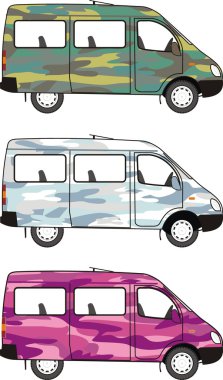 Camouflage mini-bus clipart