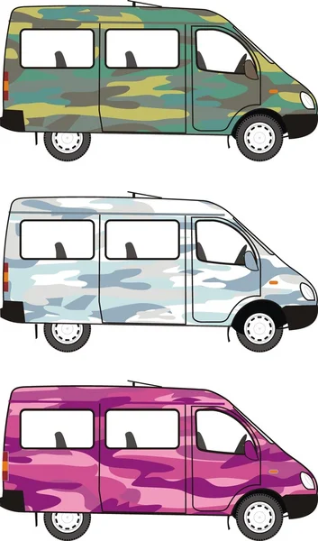 Mini-ônibus de camuflagem —  Vetores de Stock