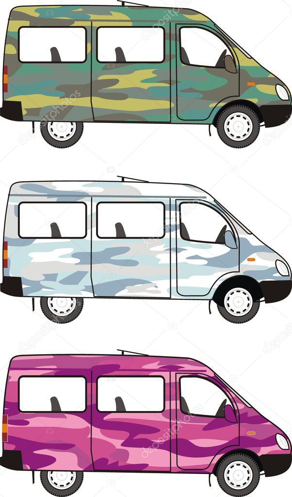 Camouflage mini-bus