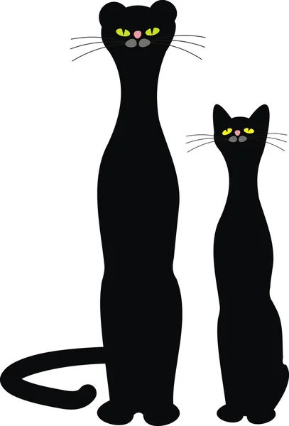 Zwarte kat en panther — Stockvector