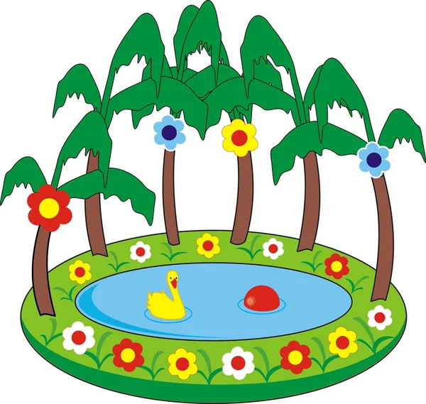 Children's inflatable swimming pool — Stock Vector