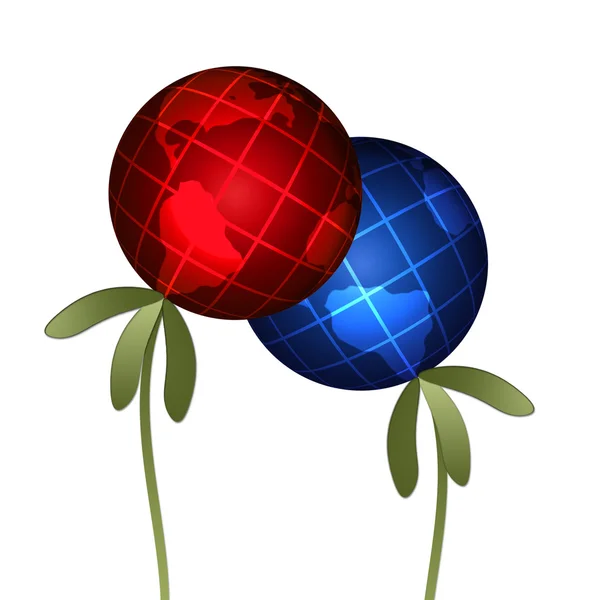 Two abstract plants globes — Stock Photo, Image