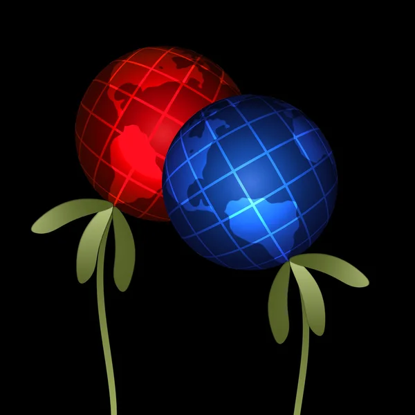 Due globi vegetali astratti — Foto Stock