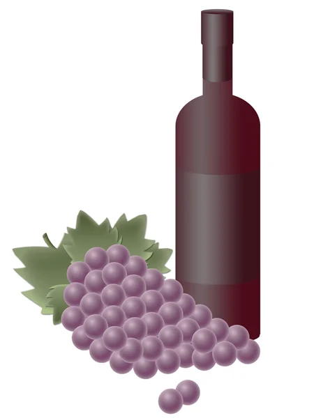 Egy üveg bor és szőlő — Stock Fotó