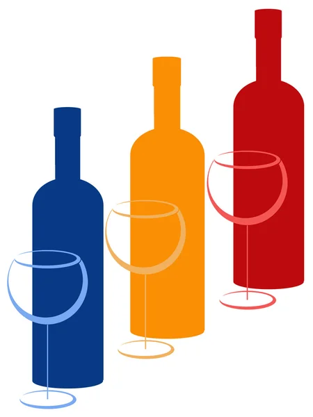 Bottles and wineglasses — Stock Photo, Image