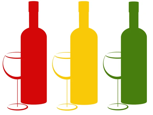 Botellas y anteojos de vino — Foto de Stock