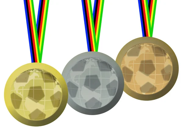 Footballs medals — Stock Photo, Image
