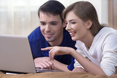 Couple with Laptop clipart