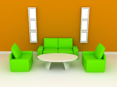 Room with sofa. 3D rendering clipart