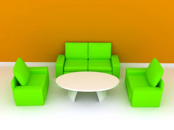 Zimmer mit Sofa. 3D-Darstellung — Stockfoto