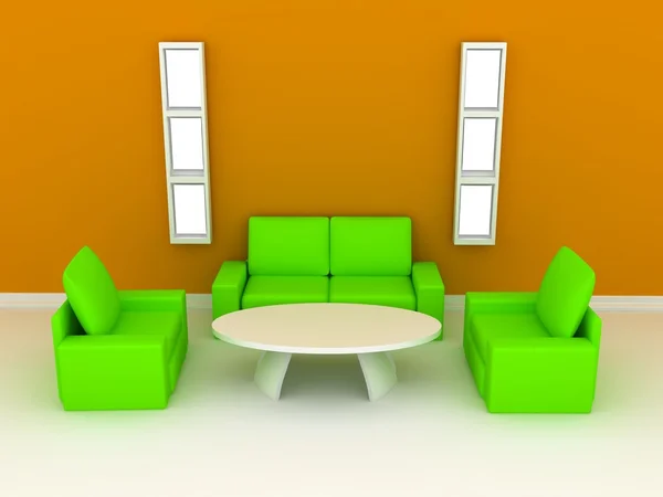 Кімната з диваном. 3D візуалізація — стокове фото