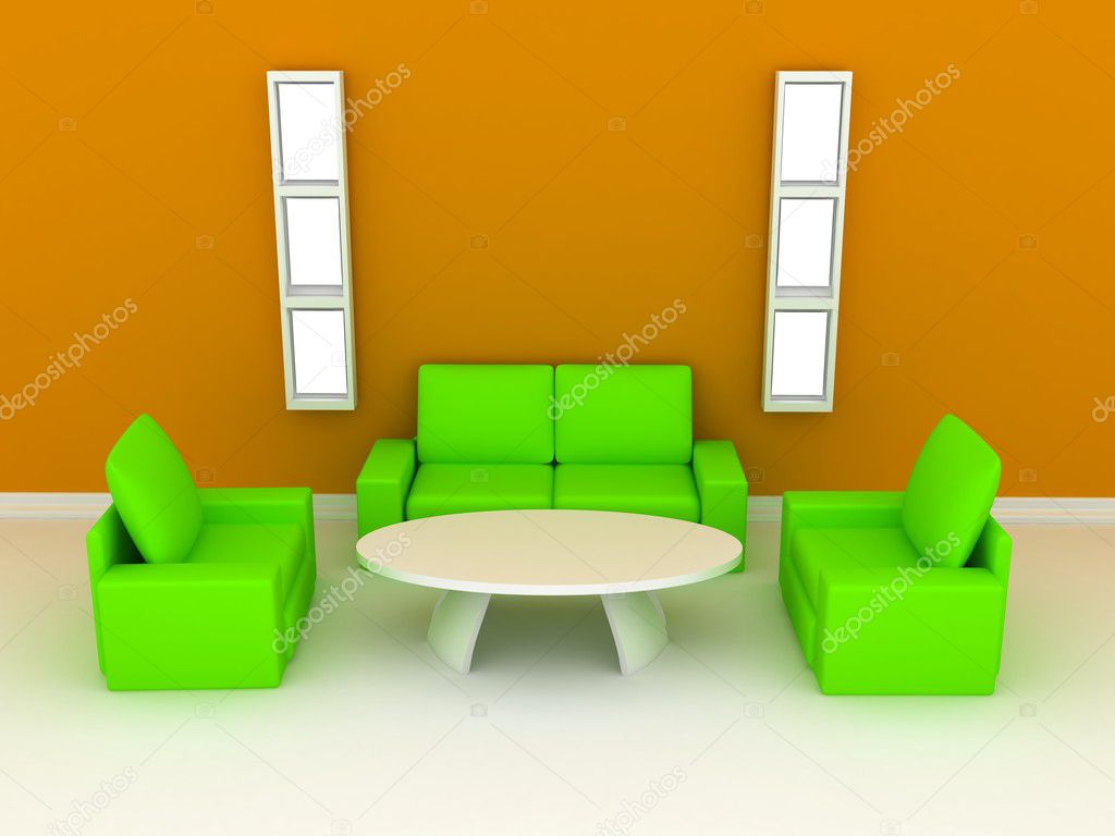 Room with sofa. 3D rendering
