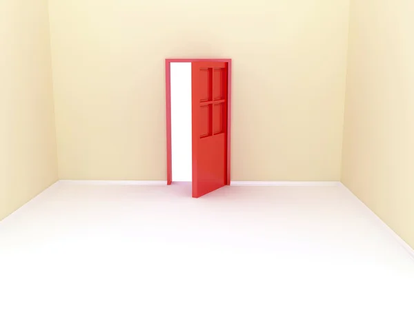 Pokoj s dveřmi. 3D vykreslování — Stock fotografie