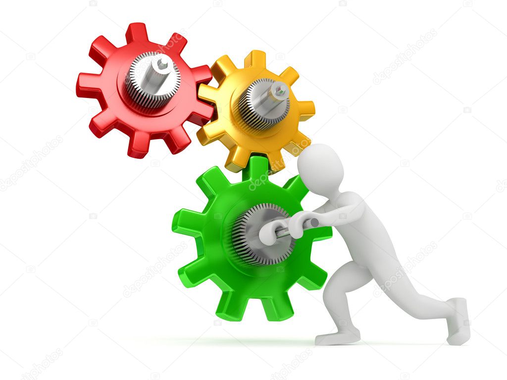 Gears over white background