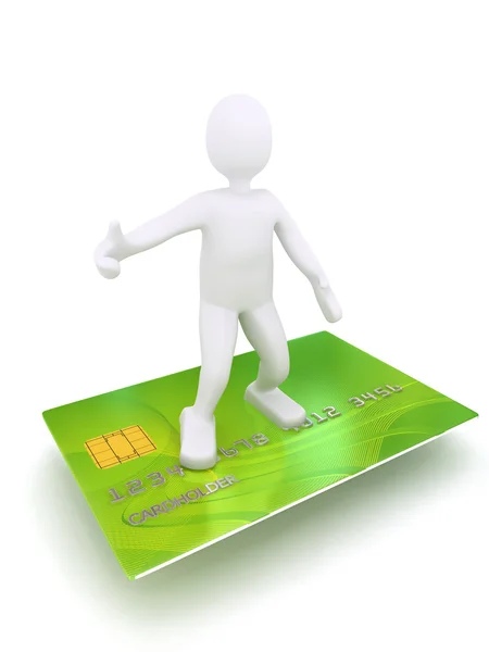 3d Person auf Kreditkarte — Stockfoto