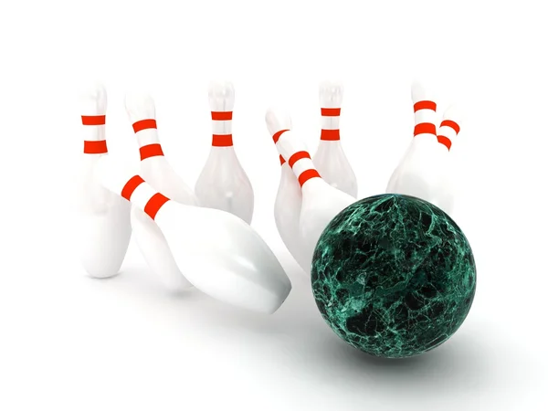 Pins de bowling sur fond blanc — Photo