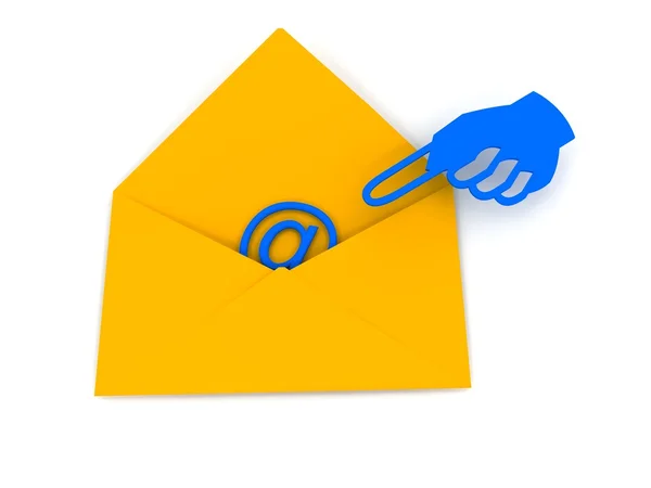Kuvert med e-post skylt över vit — Stockfoto