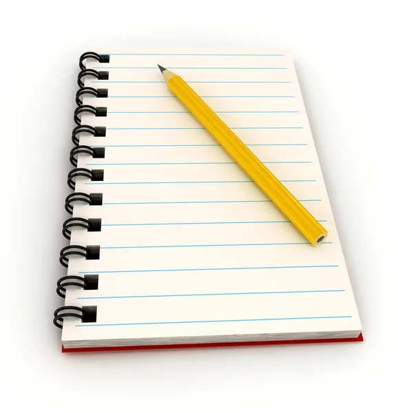 Σημειωματάριο με μολύβι πάνω από λευκό — Φωτογραφία Αρχείου