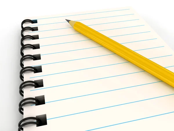 Notebook z ołówka na biały — Zdjęcie stockowe