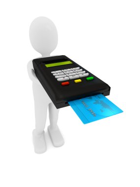 Credit card terminal over white clipart