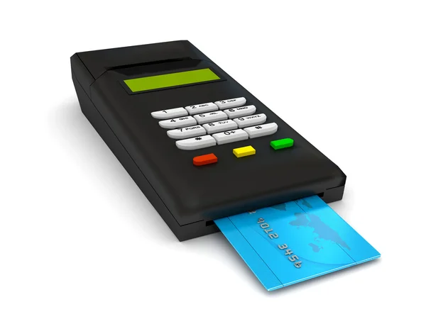 Credit card terminal over white — Stock Photo, Image