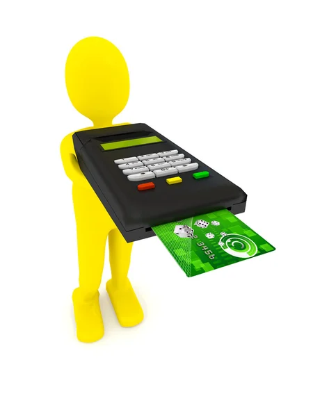 Kredi kartı üzerinde beyaz terminal — Stok fotoğraf