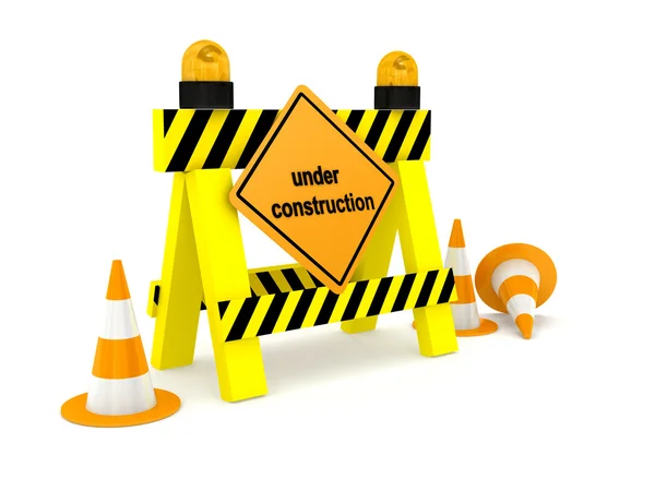 "Under construction" sign over white — Stock Photo, Image