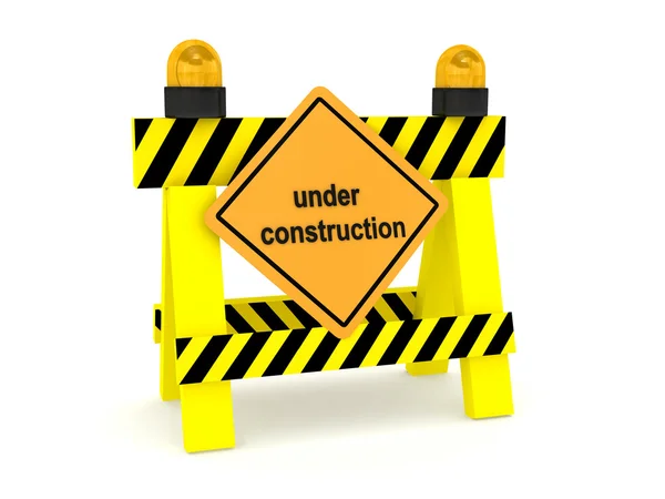 "En construcción "signo sobre blanco — Foto de Stock