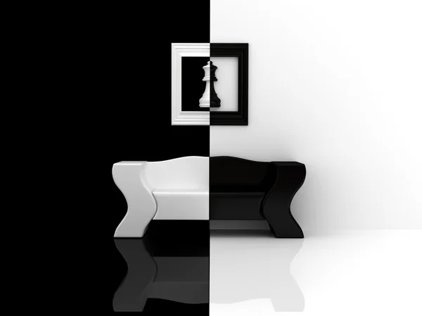 Sofá blanco y negro —  Fotos de Stock