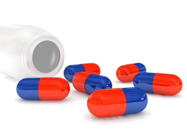 Tabletták felett fehér háttér — Stock Fotó
