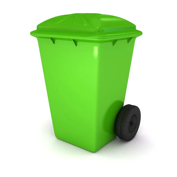 Gröna sopor behållaren över vita — Stockfoto