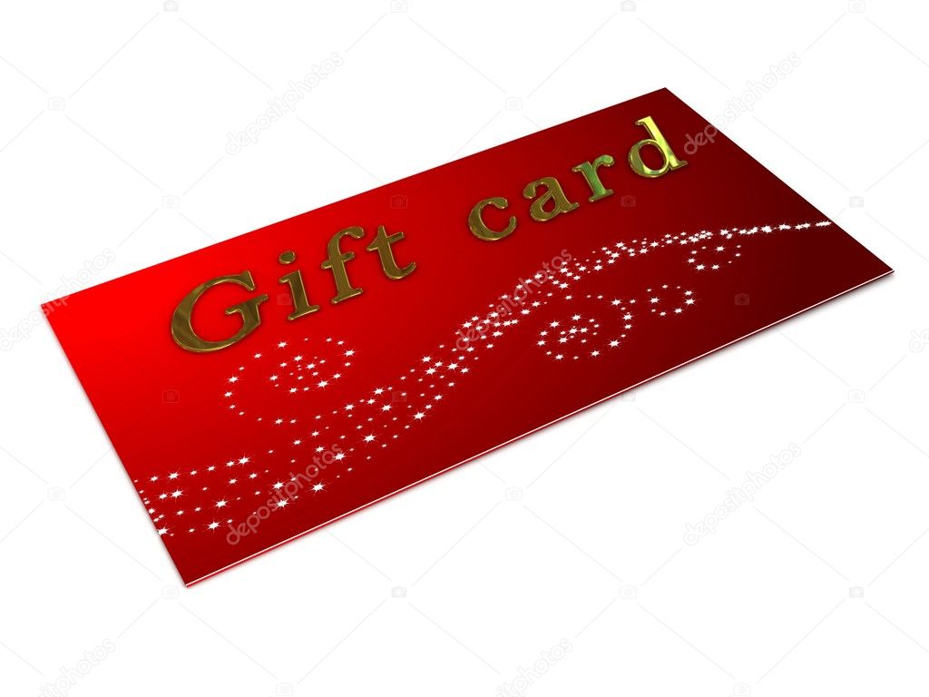 Gift card over white background