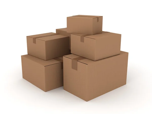 Cardboard package over white — Stock Photo, Image