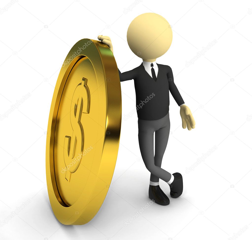 3d person with gold coin