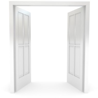 Open door over white clipart