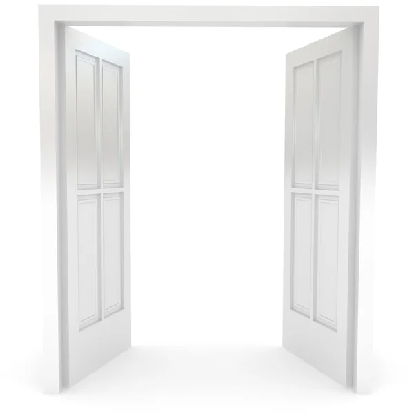 Porta aberta sobre branco — Fotografia de Stock
