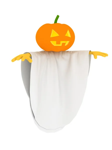 Halloween je oranžová dýně přes bílý — Stock fotografie