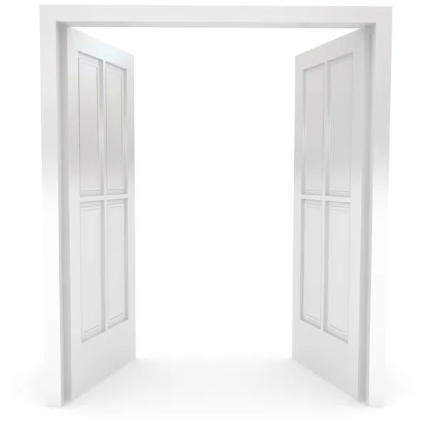 Drzwi otwarte w biały — Zdjęcie stockowe
