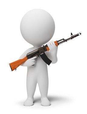 3d small - soldier with ak74 clipart