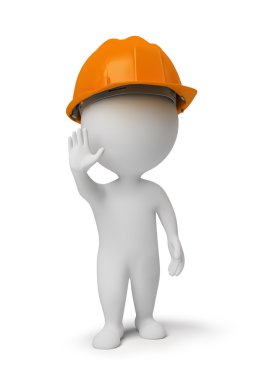 3d small - worker at a stop pose clipart