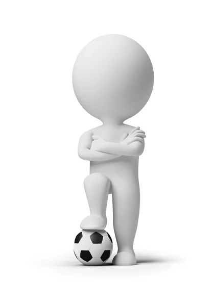 3d pequeno - jogador de futebol com uma bola — Fotografia de Stock