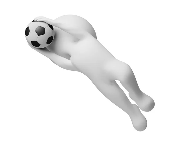 stock image 3d small - goalkeeper a catching ball