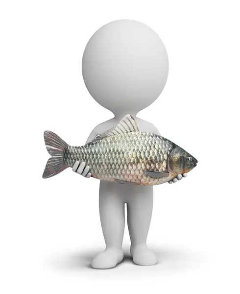 stock image 3d small - fisherman and fish