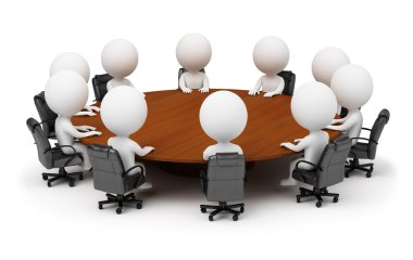 3d small - session behind a round table clipart
