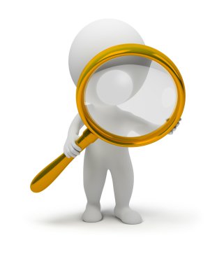 3d small with a magnifier clipart