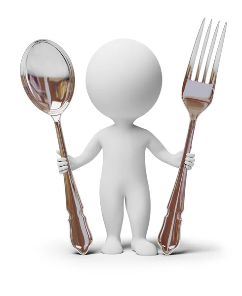 3d small - fork and spoon — Stock Photo, Image