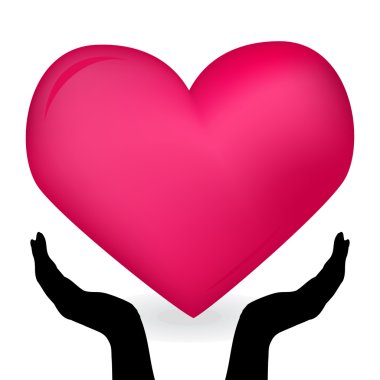 The image of the hands holding red heart clipart