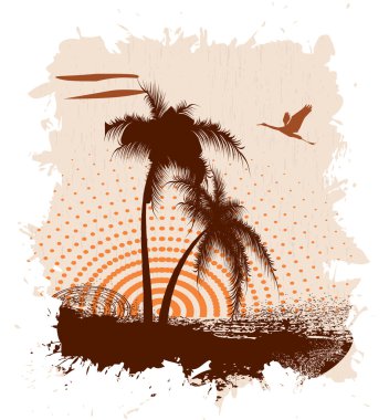 Grunge a banner with palm trees clipart