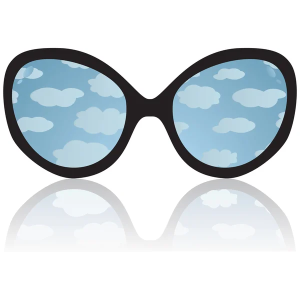 Óculos de sol com reflexo do céu — Vetor de Stock