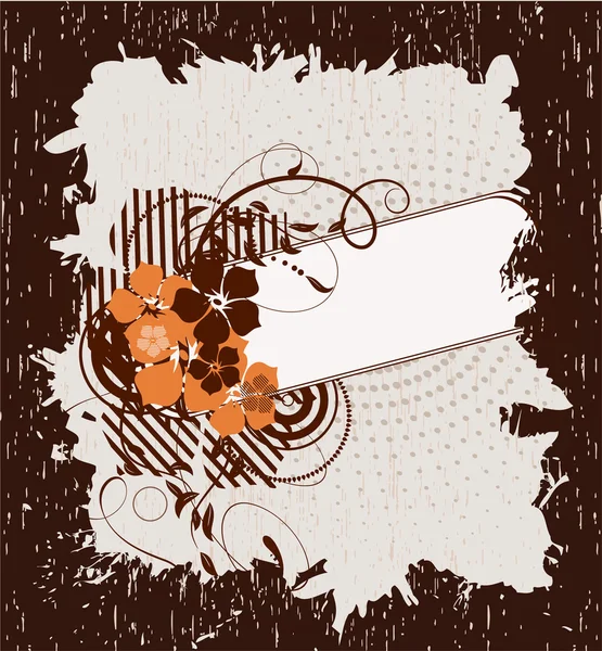 Гранж каркас с цветами — стоковый вектор